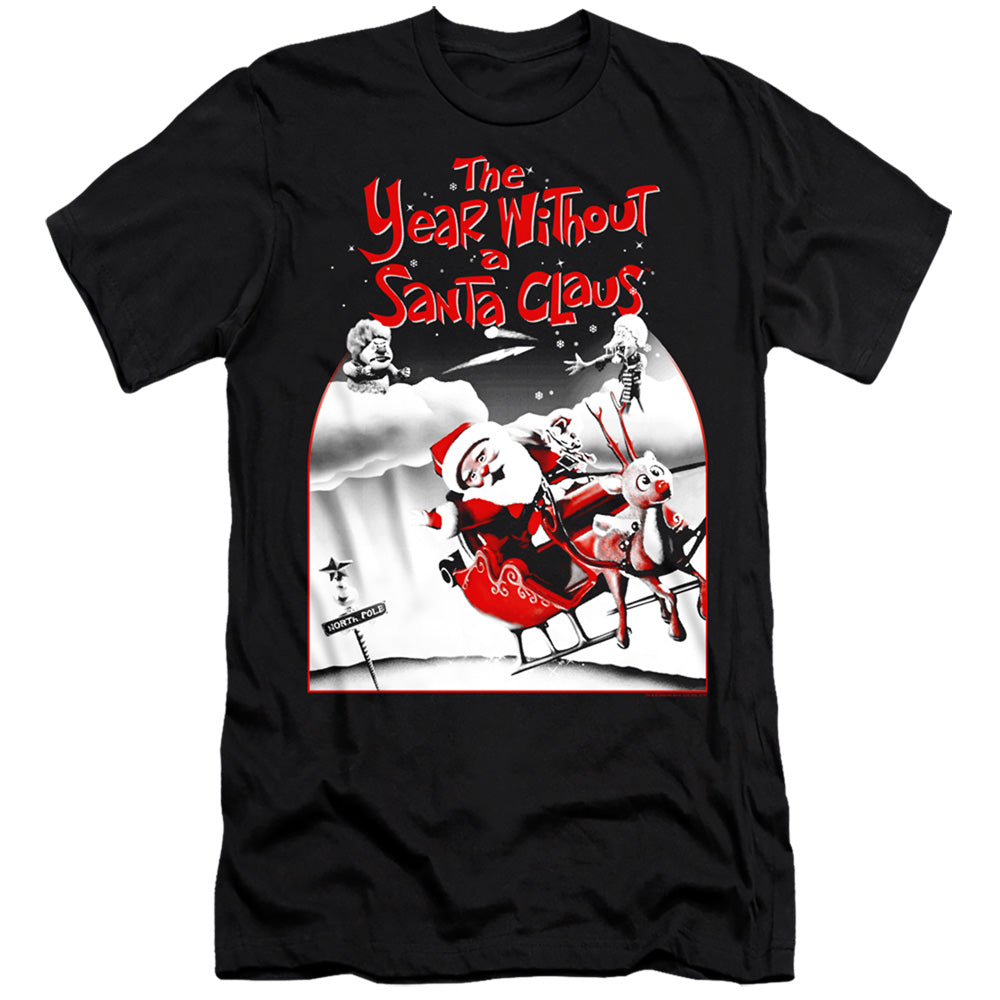 The Year Without A Santa Claus Santa Poster Slim Fit Mens T Shirt Black