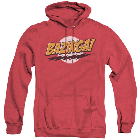 Big Bang Theory Bazinga Mens Heather Hoodie Red Officially Licensed