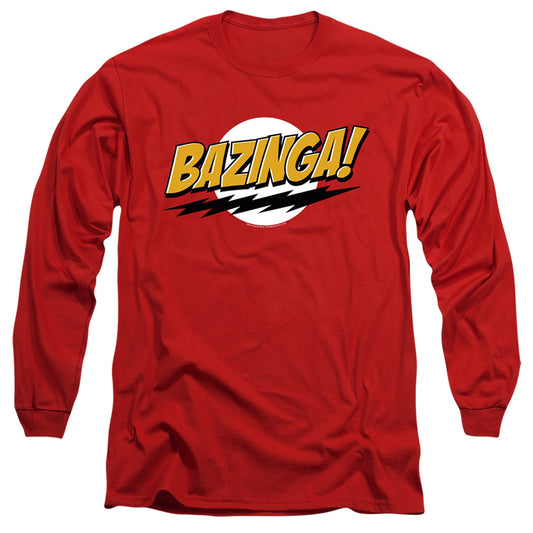 Big Bang Theory Bazinga Mens Long Sleeve Shirt Red Officially Licensed