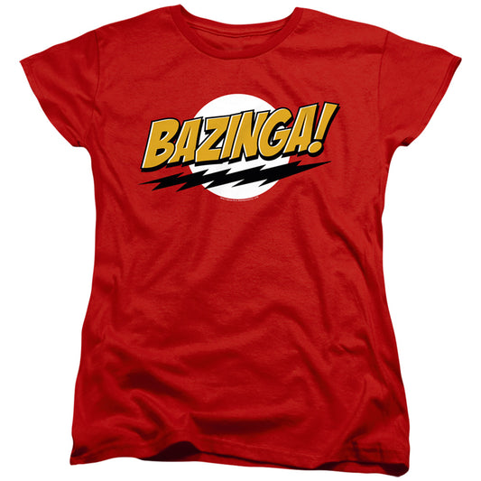 Big Bang Theory Bazinga Womens T Shirt Red