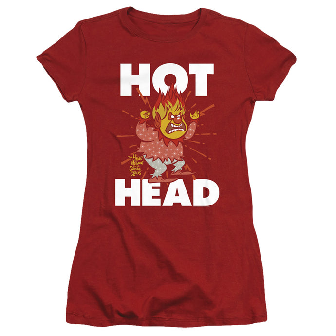 The Year Without A Santa Claus Hot Head Junior Sheer Cap Sleeve Womens T Shirt Cardinal