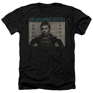 Supernatural Dean Mug Shot Heather Mens T Shirt Black