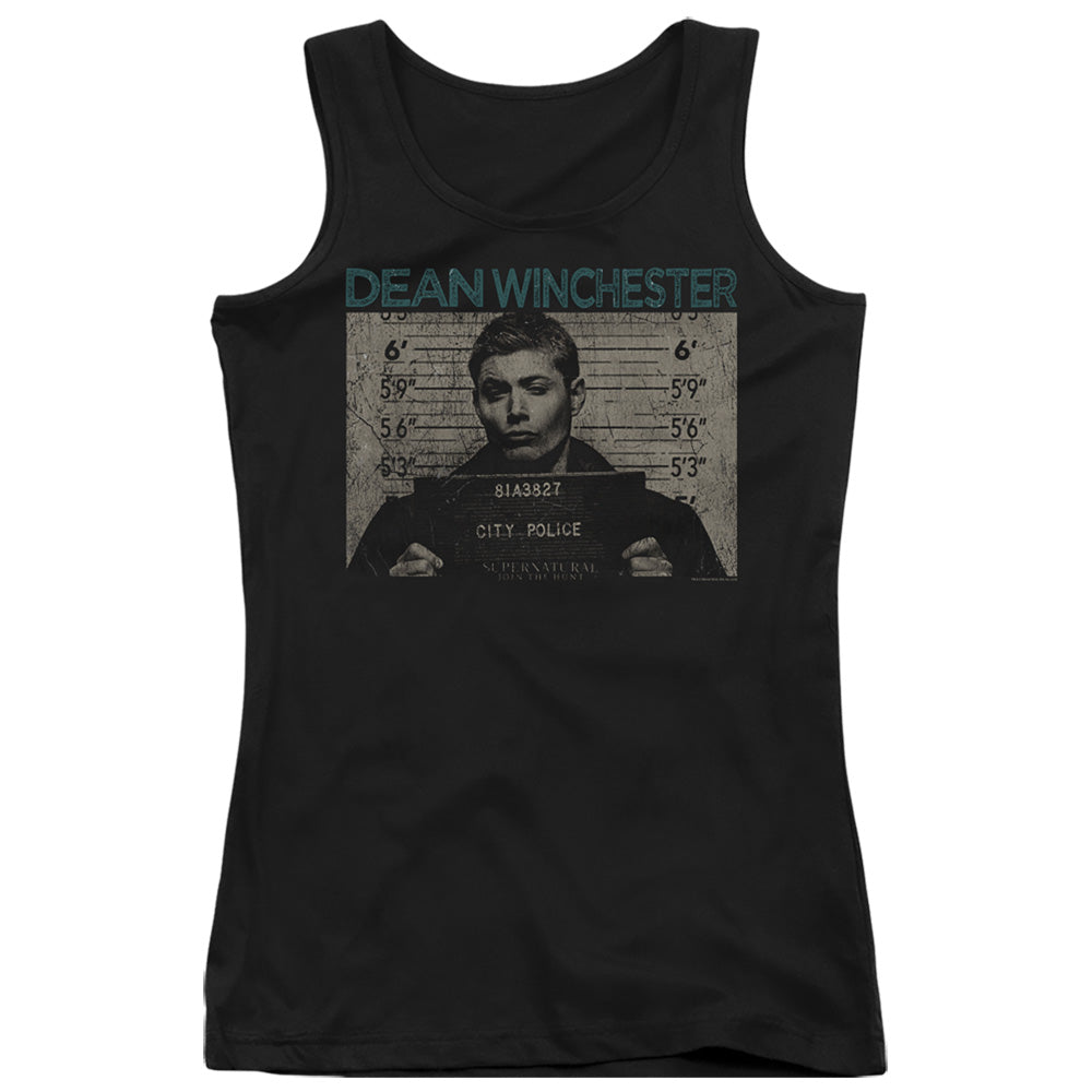 Supernatural Dean Mug Shot Womens Tank Top Shirt Black