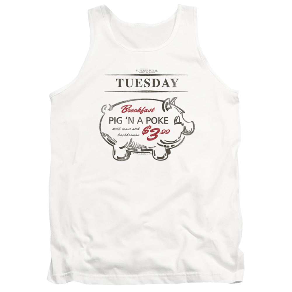 Supernatural Pig N Poke Mens Tank Top Shirt White