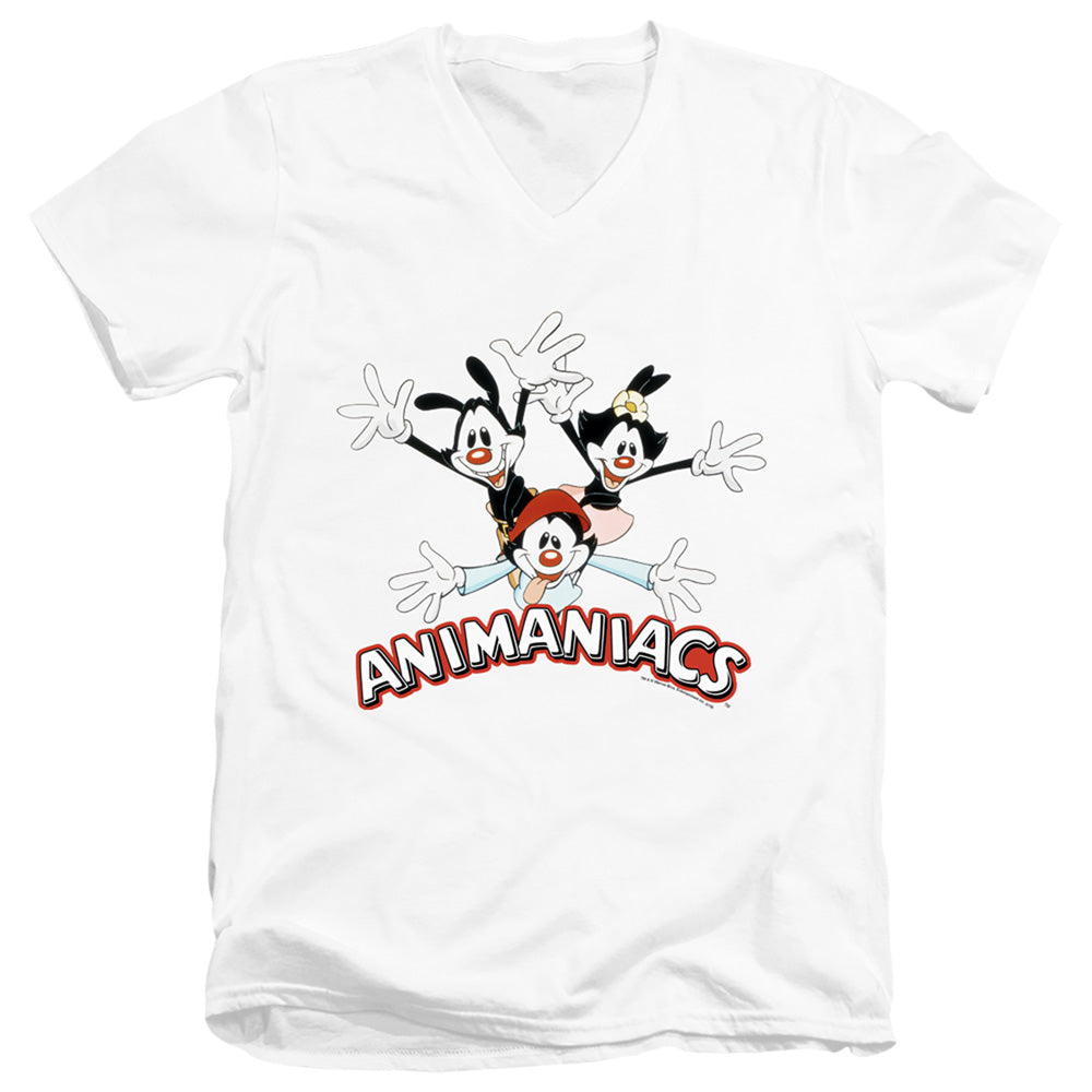 Animaniacs Animaniacs Trio Mens Slim Fit V-Neck T Shirt White