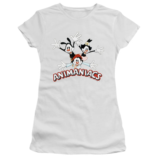 Animaniacs Animaniacs Trio Junior Sheer Cap Sleeve Womens T Shirt White