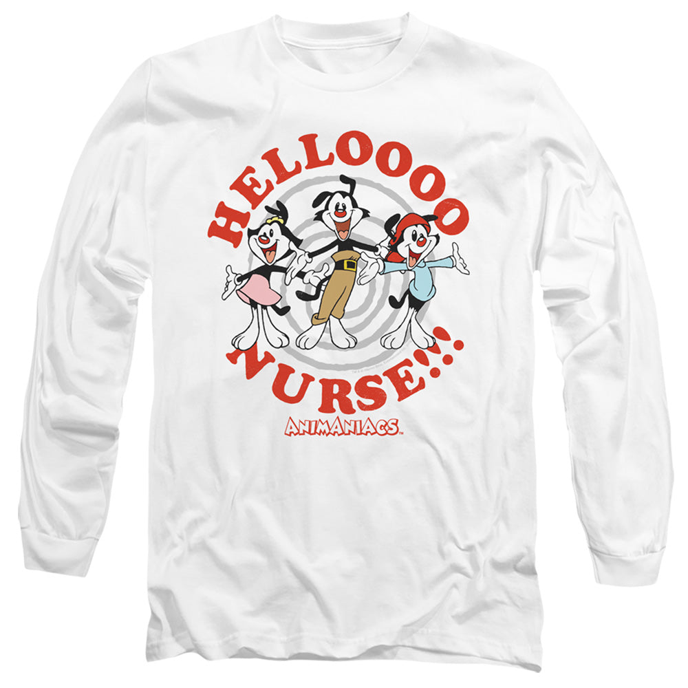 Animaniacs Hello Nurse Mens Long Sleeve Shirt White