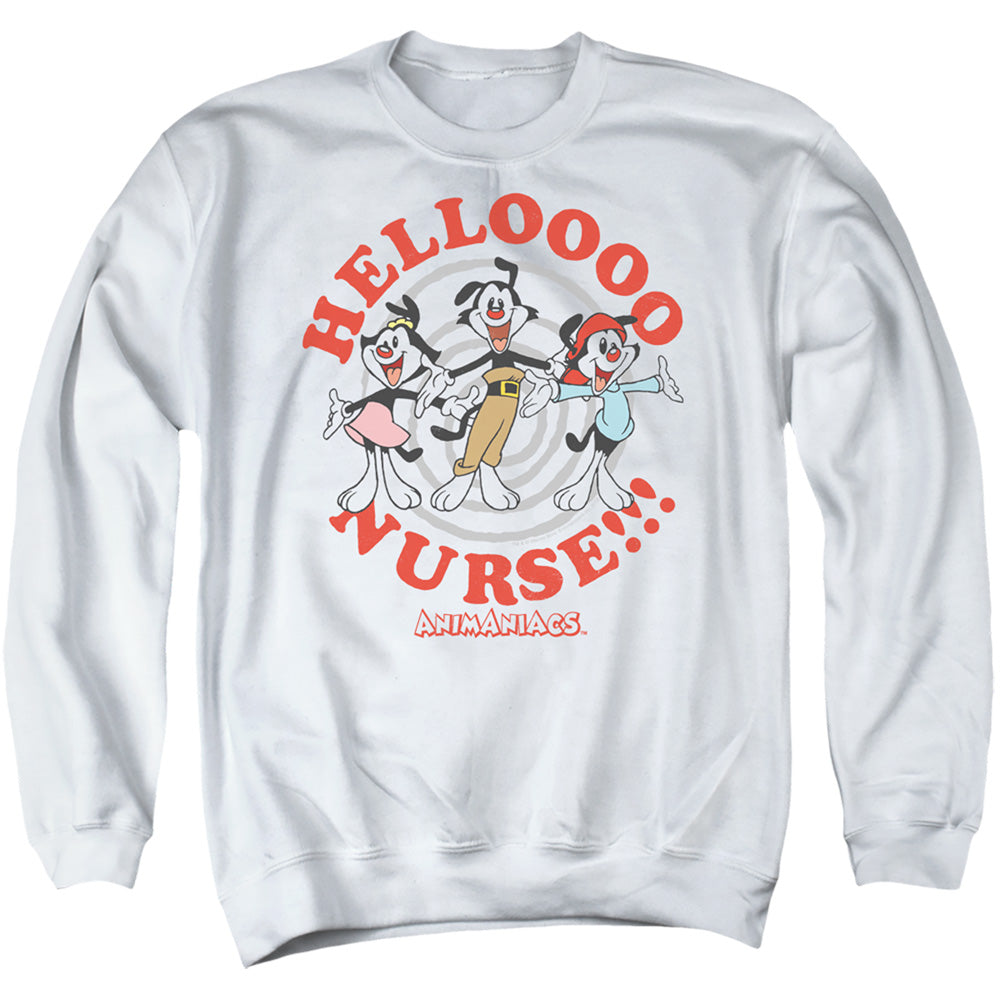 Animaniacs Hello Nurse Mens Crewneck Sweatshirt White