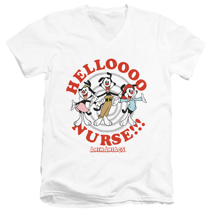 Animaniacs Hello Nurse Mens Slim Fit V-Neck T Shirt White