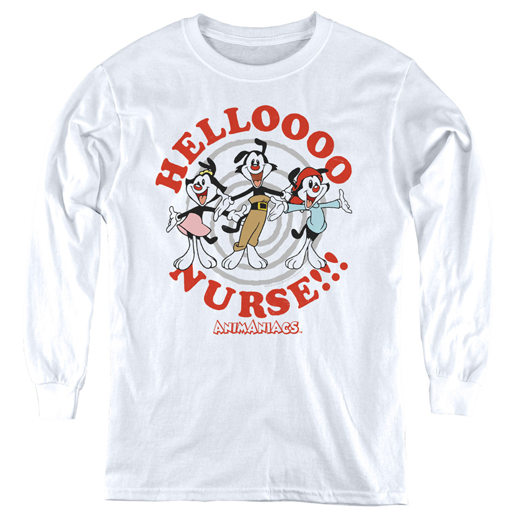 Animaniacs Hello Nurse Long Sleeve Kids Youth T Shirt White