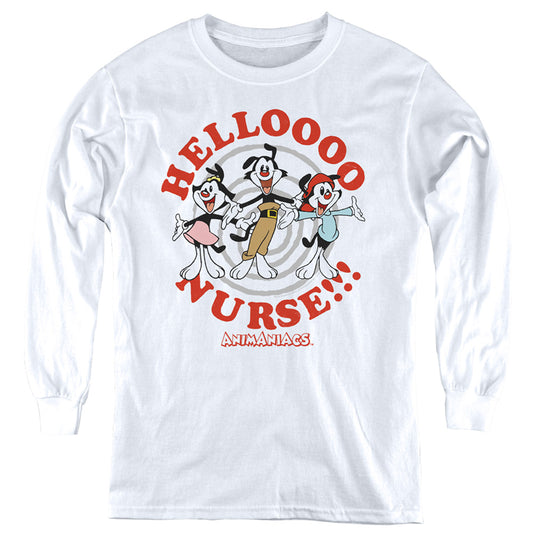 Animaniacs Hello Nurse Long Sleeve Kids Youth T Shirt White