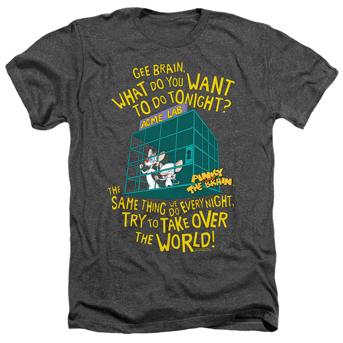 Pinky And The Brain The World Heather Mens T Shirt Charcoal