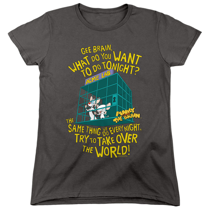 Pinky And The Brain The World Womens T Shirt Charcoal