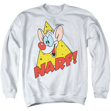 Load image into Gallery viewer, Pinky And The Brain Narf Mens Crewneck Sweatshirt White