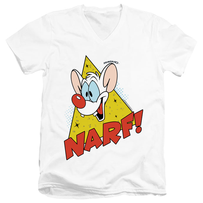 Pinky And The Brain Narf Mens Slim Fit V-Neck T Shirt White