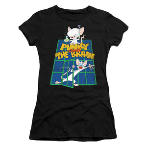 Pinky And The Brain Ol Standard Junior Sheer Cap Sleeve Womens T Shirt Black