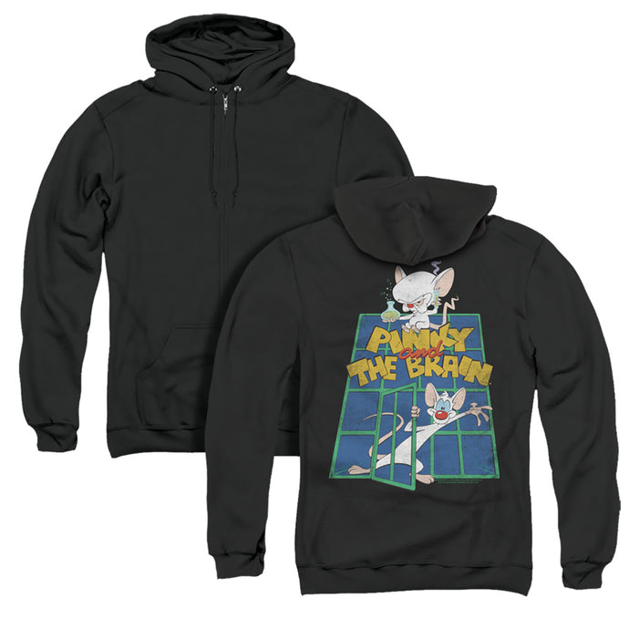 Pinky And The Brain Ol Standard Back Print Zipper Mens Hoodie Black