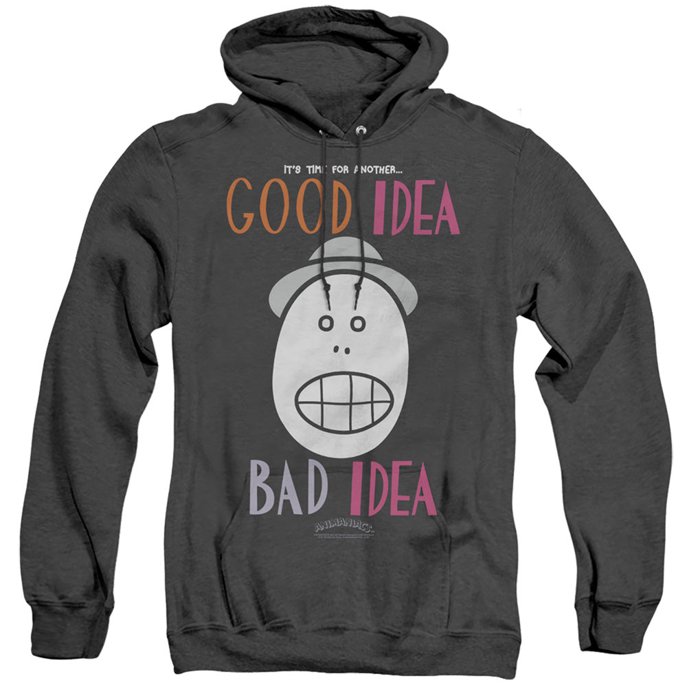 Animaniacs Good Idea Bad Idea Heather Mens Hoodie Black