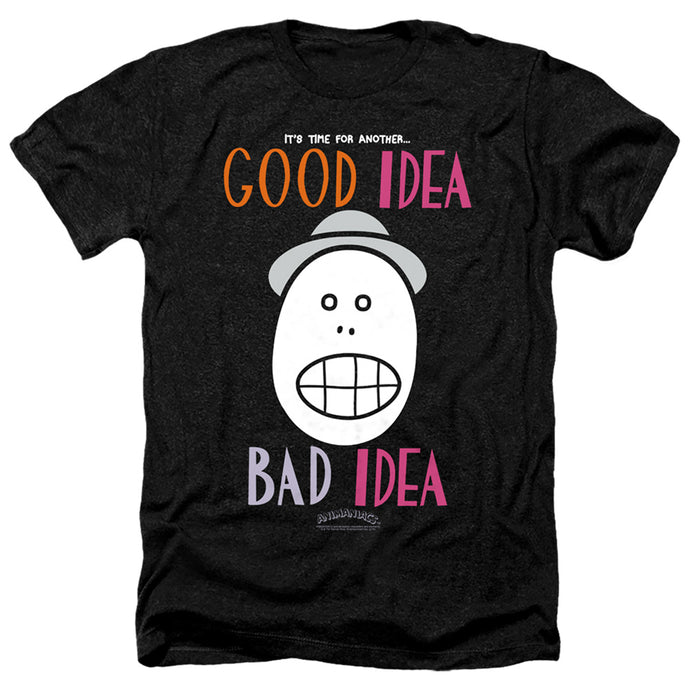 Animaniacs Good Idea Bad Idea Heather Mens T Shirt Black
