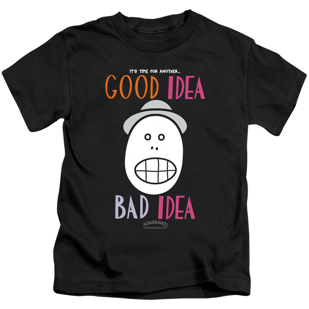 Animaniacs Good Idea Bad Idea Juvenile Kids Youth T Shirt Black