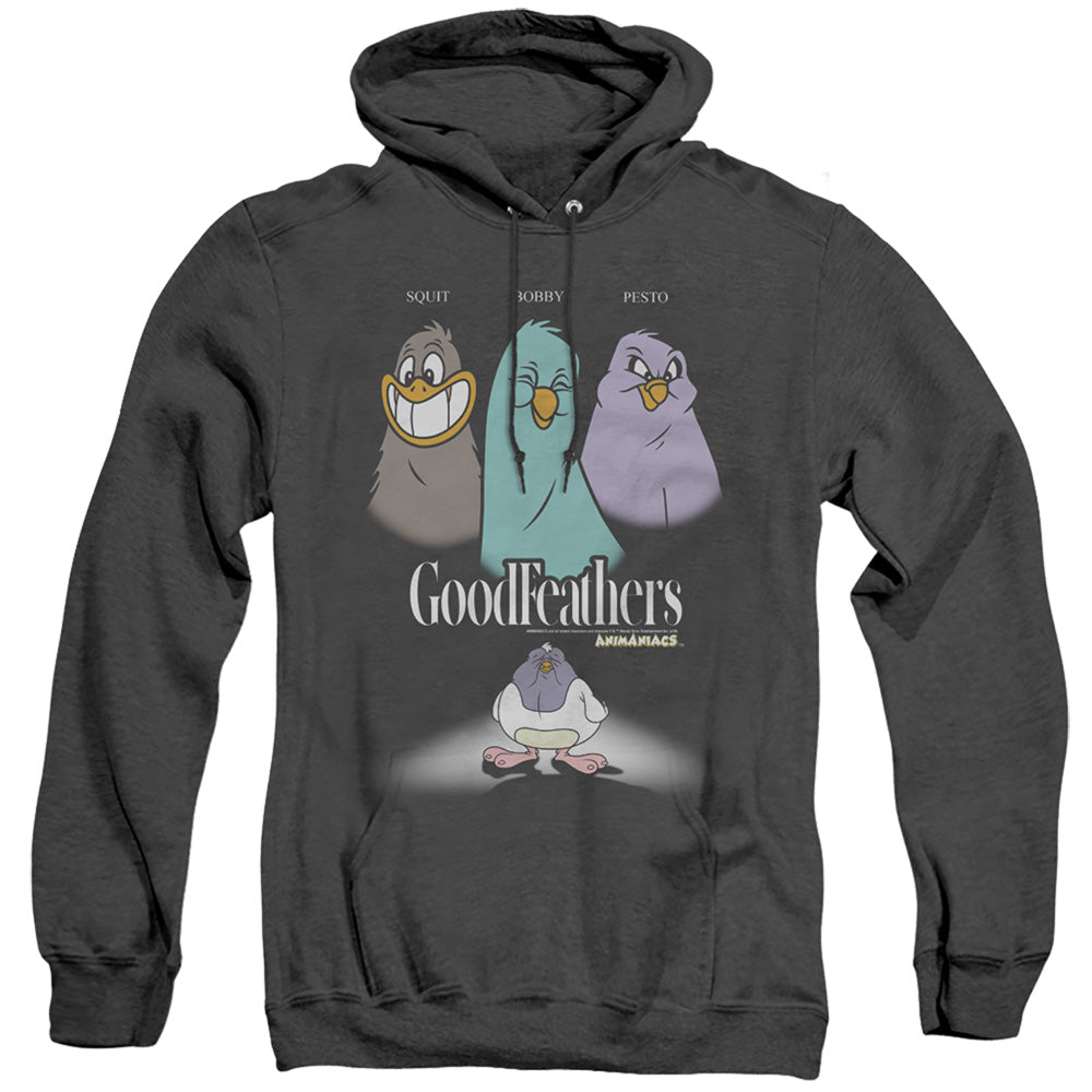 Animaniacs Goodfeathers Mens Heather Hoodie Black