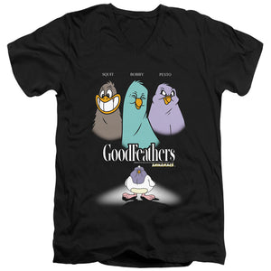 Animaniacs Goodfeathers Mens Slim Fit V-Neck T Shirt Black