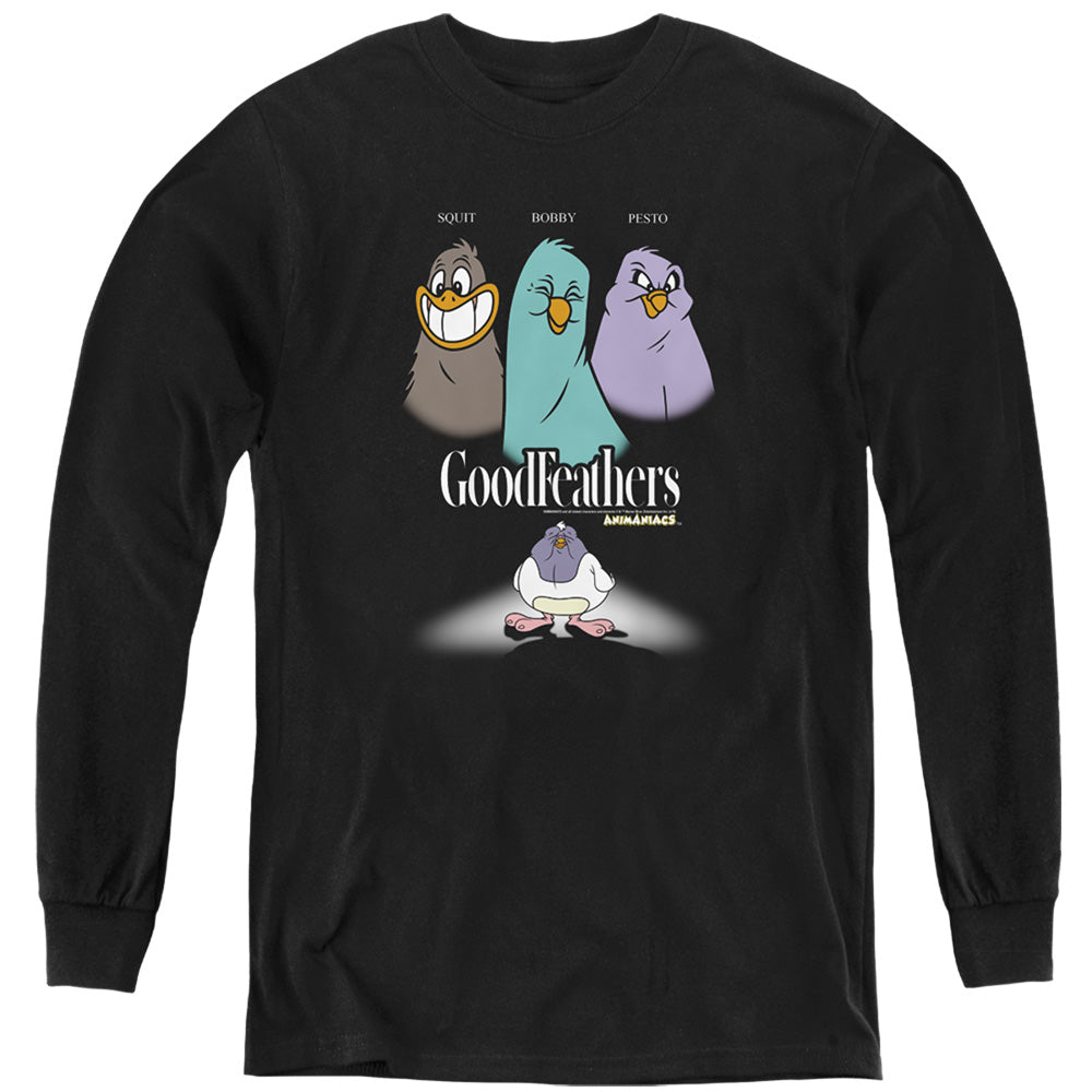 Animaniacs Goodfeathers Long Sleeve Kids Youth T Shirt Black