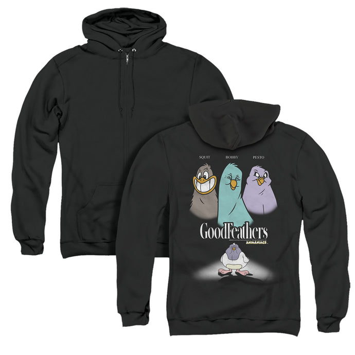 Animaniacs Goodfeathers Back Print Zipper Mens Hoodie Black