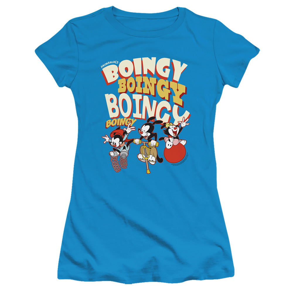 Animaniacs Boingy Junior Sheer Cap Sleeve Womens T Shirt Turquoise