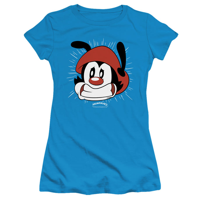 Animaniacs Gotta Go Junior Sheer Cap Sleeve Womens T Shirt Turquoise