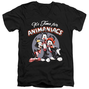 Animaniacs Its Time For Mens Slim Fit V-Neck T Shirt Black
