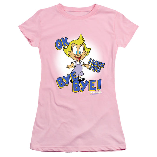 Animaniacs Mindy Junior Sheer Cap Sleeve Womens T Shirt Pink