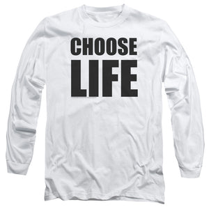 Wham! Choose Life Mens Long Sleeve Shirt White