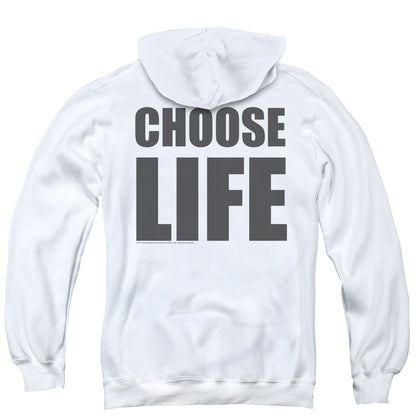 Wham! Choose Life Back Print Zipper Mens Hoodie White