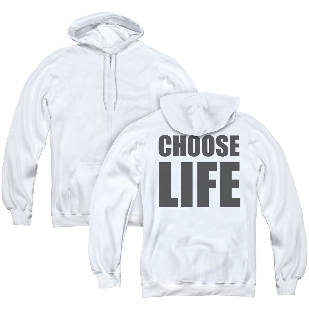 Wham! Choose Life Back Print Zipper Mens Hoodie White