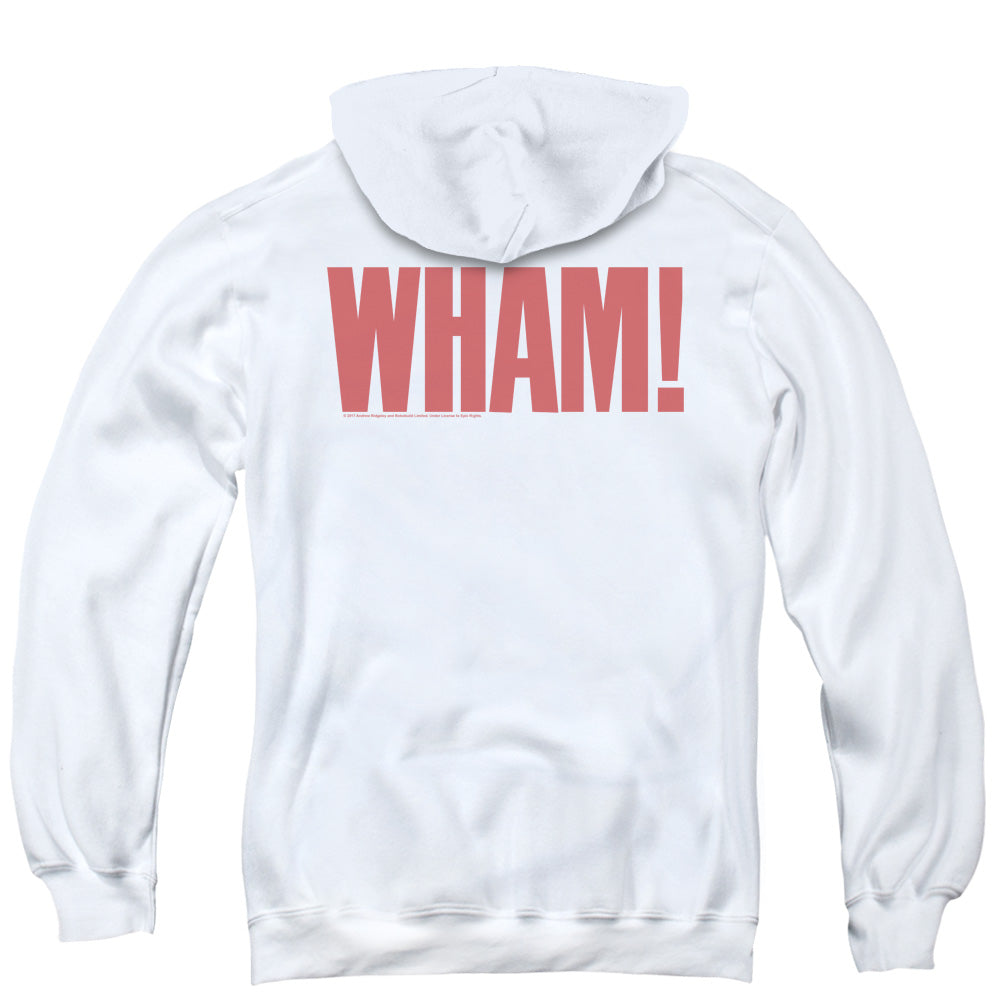 Wham! Logo Back Print Zipper Mens Hoodie White