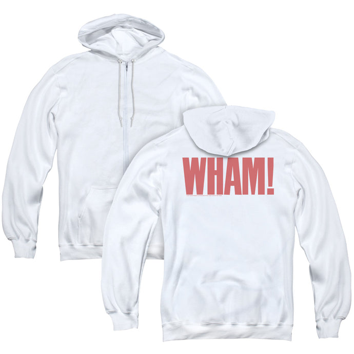 Wham! Logo Back Print Zipper Mens Hoodie White
