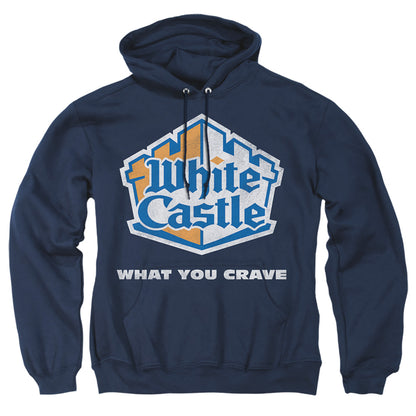 White Castle Distressed Logo Mens Hoodie Navy