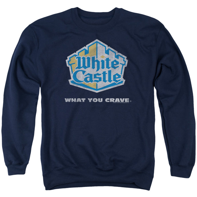 White Castle Distressed Logo Mens Crewneck Sweatshirt Navy