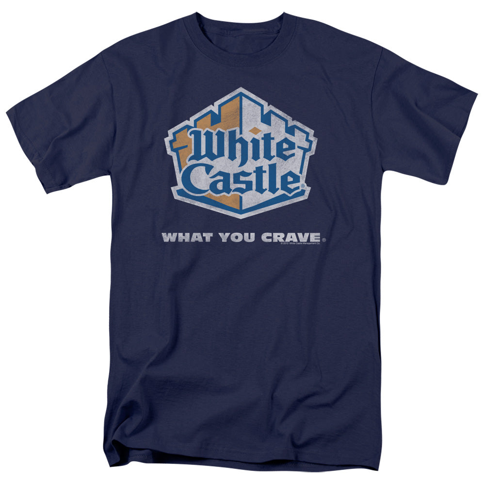 White Castle Distressed Logo Mens T Shirt Navy