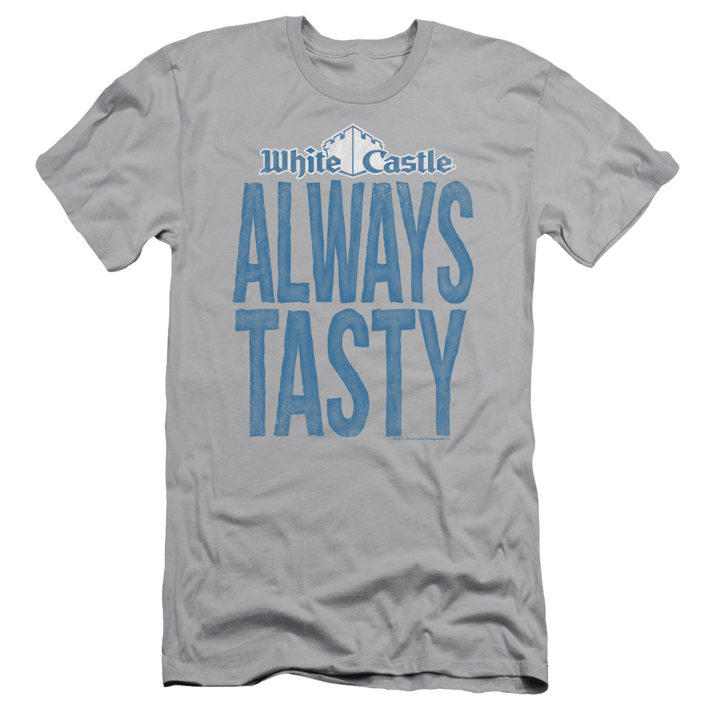 White Castle Always Tasty Slim Fit Mens T Shirt Silver