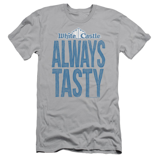 White Castle Always Tasty Slim Fit Mens T Shirt Silver