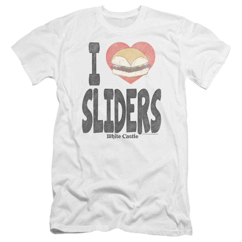 White Castle I Heart Sliders Premium Bella Canvas Slim Fit Mens T Shirt White