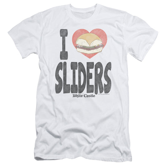 White Castle I Heart Sliders Slim Fit Mens T Shirt White