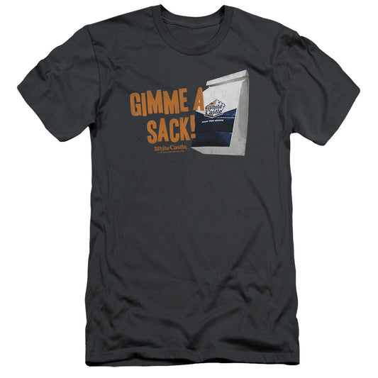 White Castle Gimmie A Sack Slim Fit Mens T Shirt Charcoal