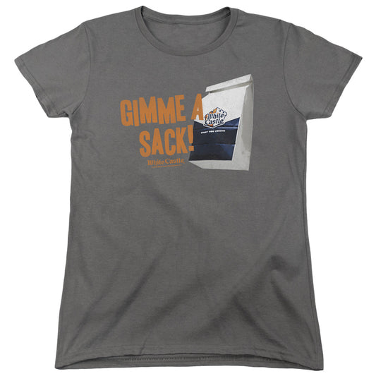 White Castle Gimmie A Sack Womens T Shirt Charcoal