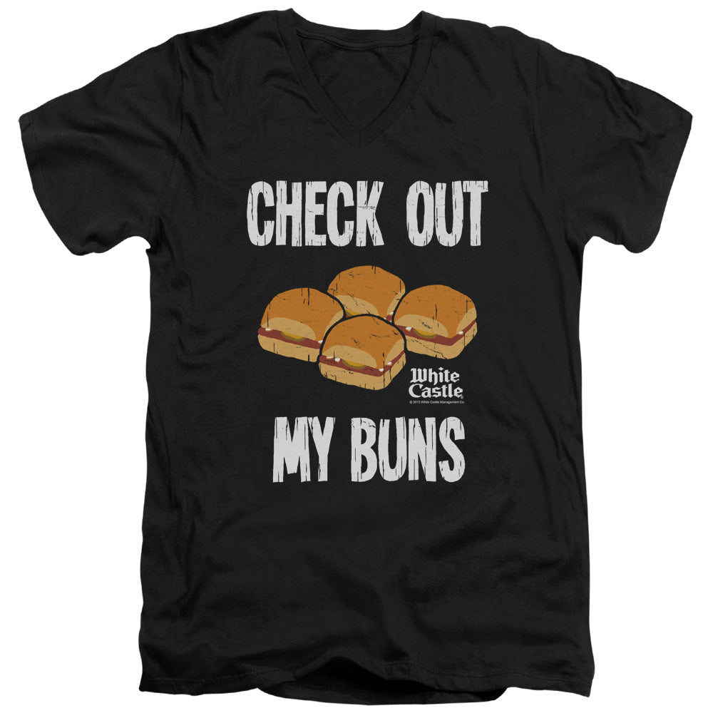 White Castle My Buns Mens Slim Fit V-Neck T Shirt Black