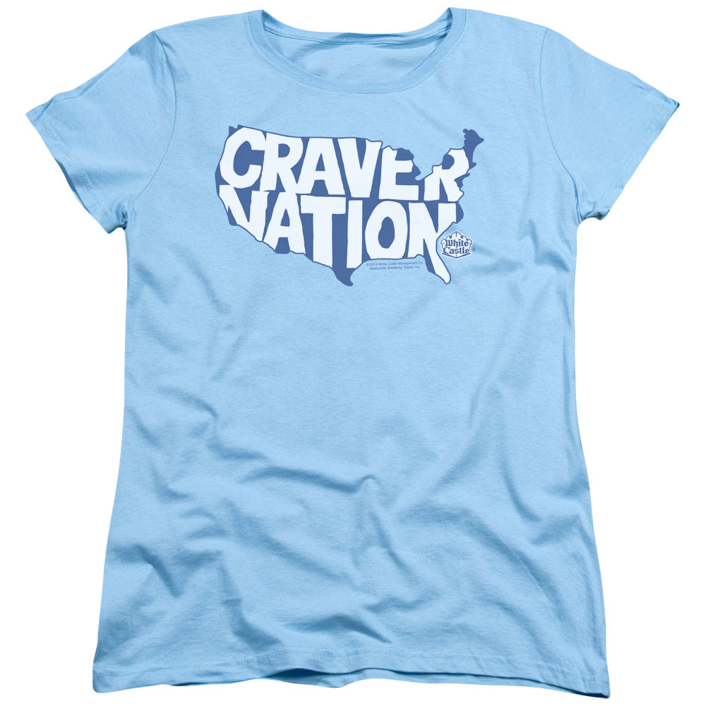 White Castle Craver Nation Womens T Shirt Light Blue