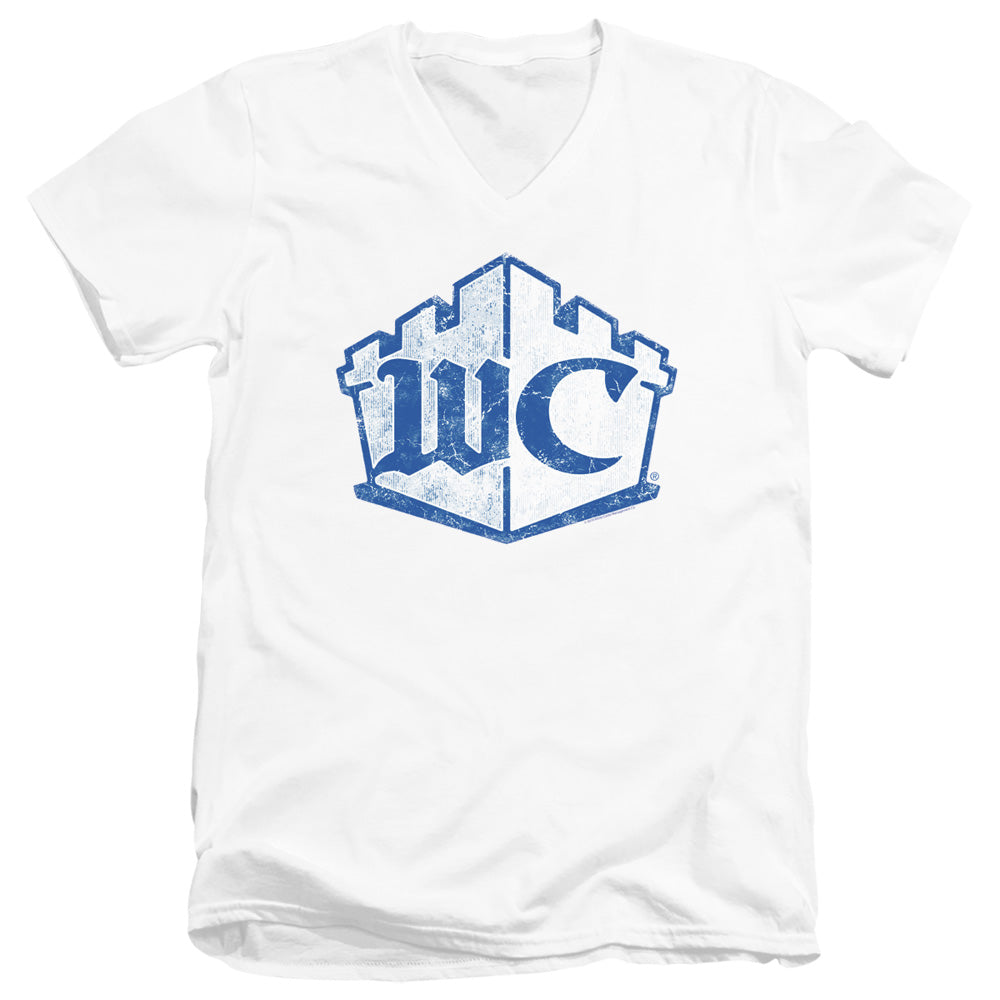 White Castle Monogram Mens Slim Fit V-Neck T Shirt White