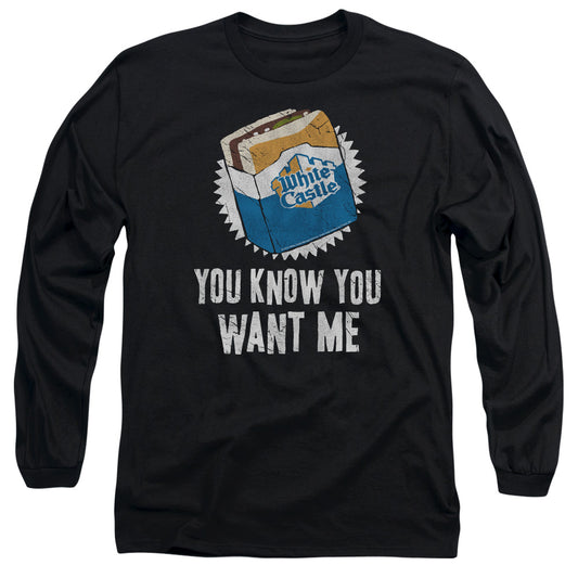 White Castle Want Me Mens Long Sleeve Shirt Black